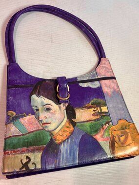 Jeon Los Angeles Leather Painted Shoulder Bag 11 x 7.5,